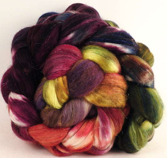 Batt in a Braid #41 - Coleus - Llama / Merino ( 18 mic.)/ Mulberry silk/ Stellina (40/30/25/5) - Inglenook Fibers