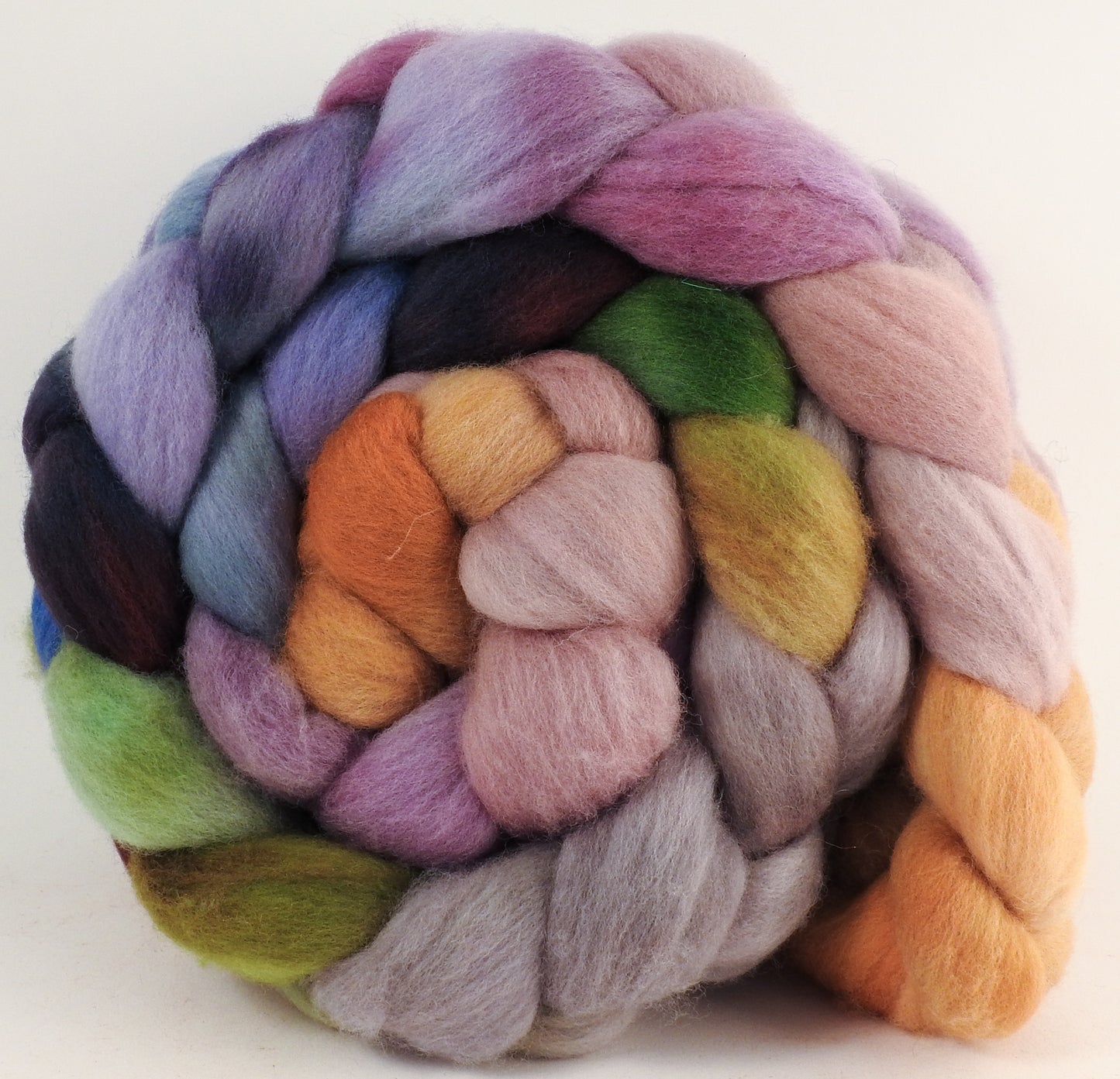 Hand dyed top for spinning - Asters - (6.1 oz.) Organic polwarth - Inglenook Fibers