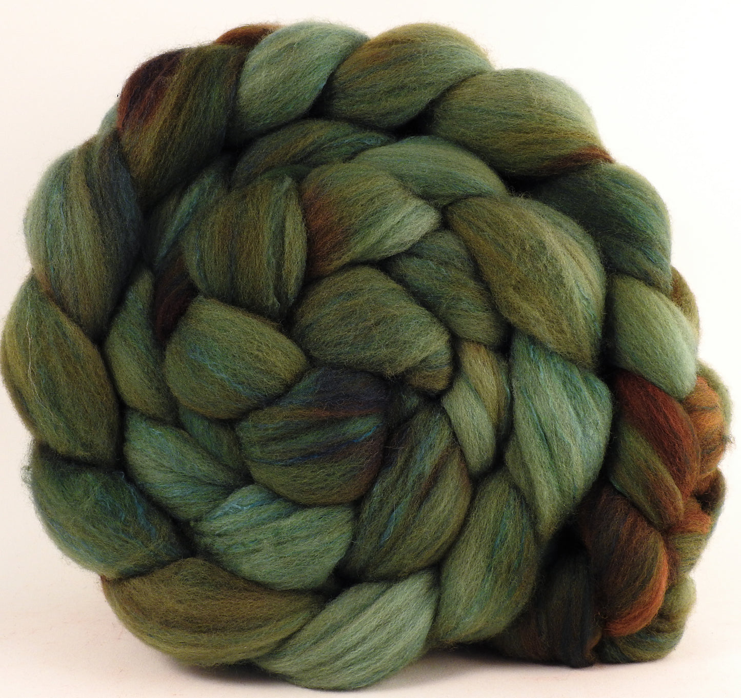 Hand dyed top for spinning - Zucchini - Organic Polwarth / Tussah silk (80/20) - Inglenook Fibers