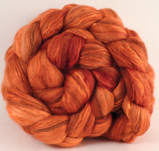 Batt in a Braid #7 - Carrot - Polwarth/ Manx / Mulberry silk/ Firestar (30/30/30/10) - Inglenook Fibers