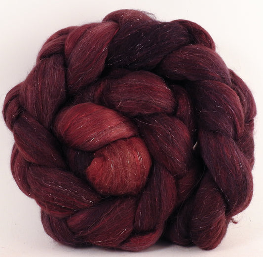 Batt in a Braid #41 - Cordovan - (4.6 oz.) Llama / Merino ( 18 mic.)/ Mulberry silk/ Stellina (40/30/25/5) - Inglenook Fibers