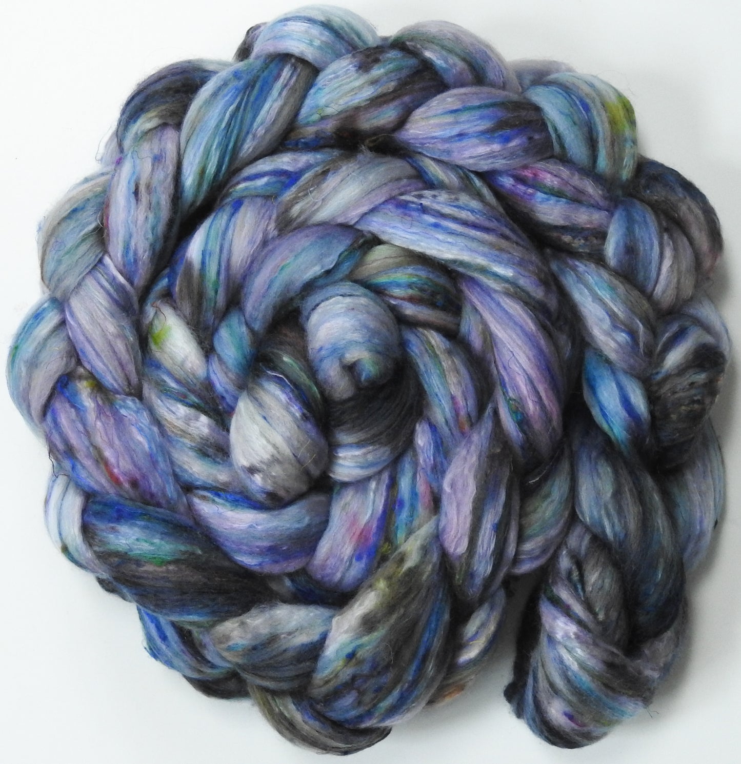 Vintage (5.5 oz) - Batt in a Braid #39ish - Falkland Merino/ Mulberry Silk / Sari Silk (60/25/15)