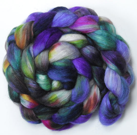 Nympheas - 5.7 oz - Batt in a Braid #1- Falkland/ Grey Baby Alpaca/ Tussah Silk/ Firestar (40/25/25/10)