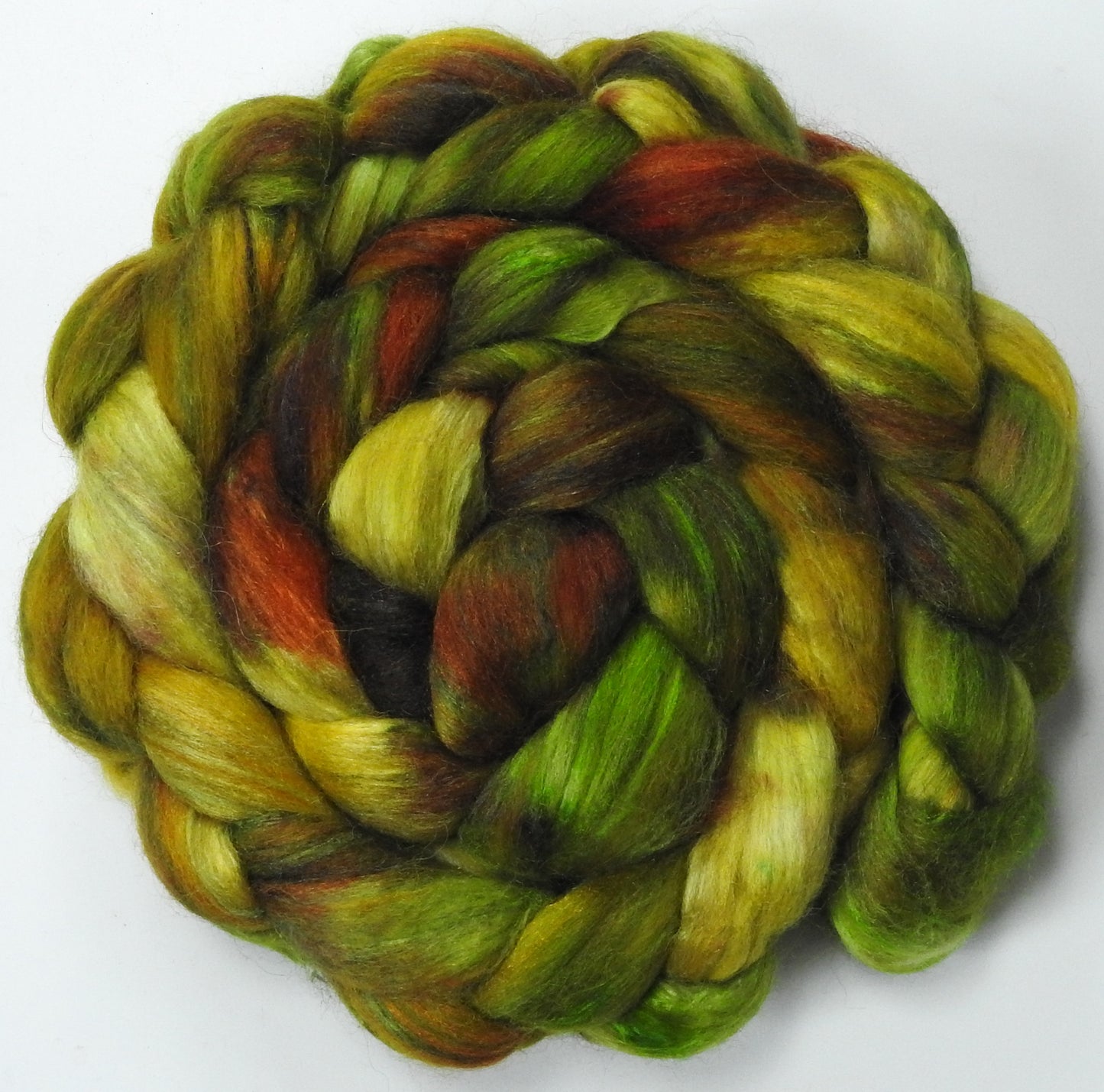 Gorse - Batt in a Braid #1- Falkland/ Grey Baby Alpaca/ Tussah Silk/ Firestar (40/25/25/10)