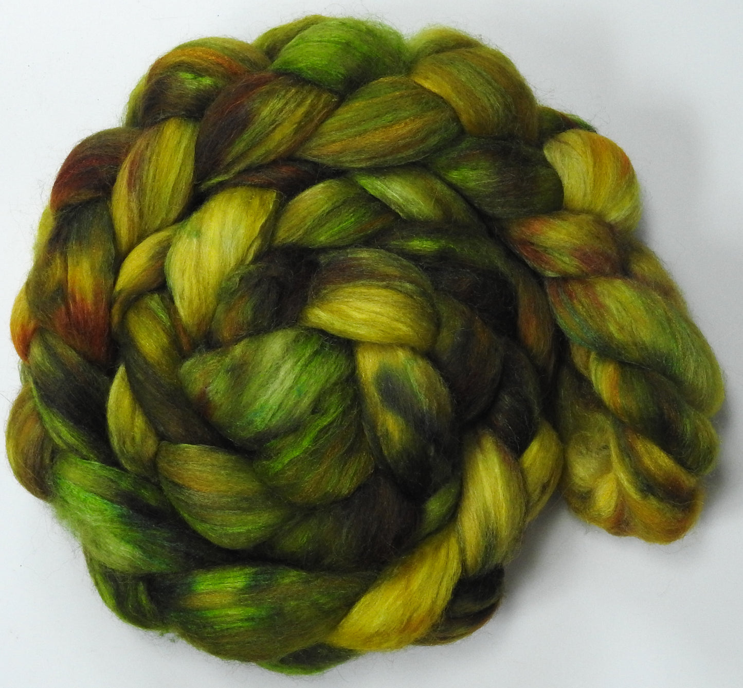 Gorse - Batt in a Braid #1- Falkland/ Grey Baby Alpaca/ Tussah Silk/ Firestar (40/25/25/10)