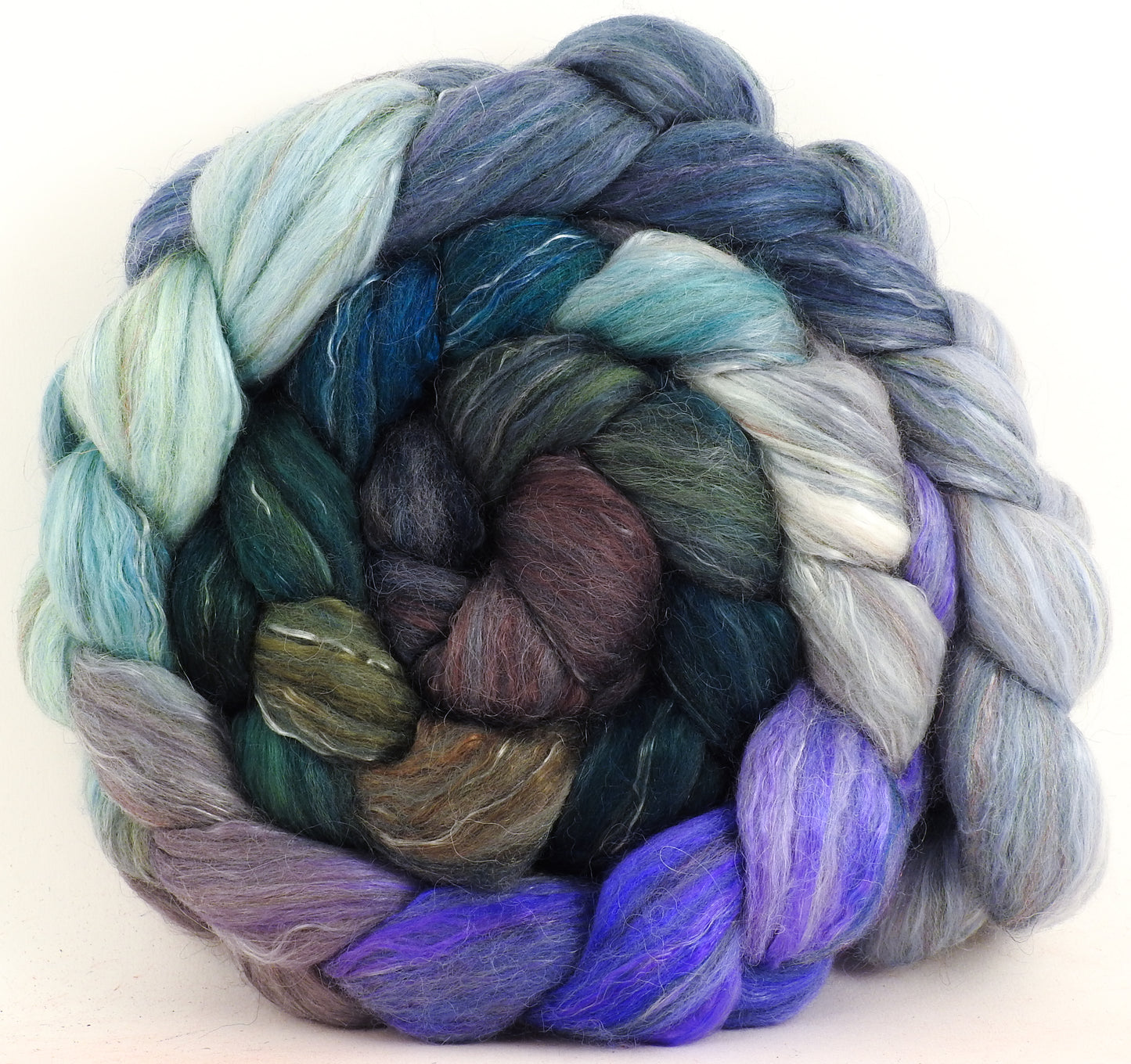 Tempest - Batt in a Braid #31 - Polwarth/ Mulberry Silk / Baby Alpaca / Rainbow Firestar/ Tencel( 40/25/15/10/10)