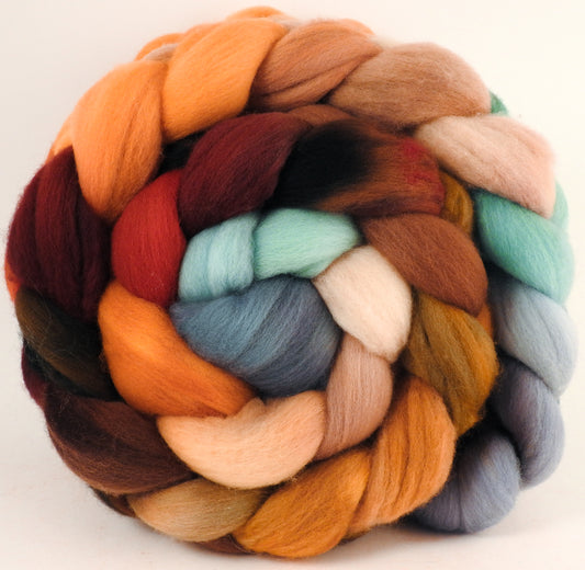 Hand dyed top for spinning - Squirrel's Pantry - (6 oz.) Organic Polwarth - Inglenook Fibers