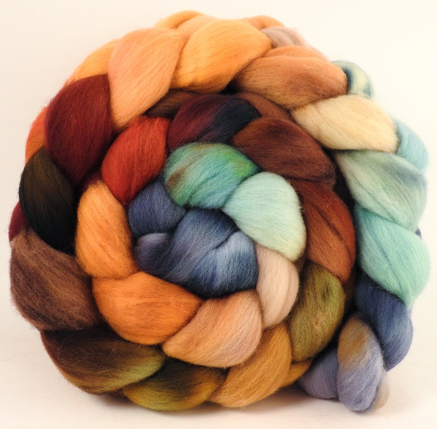 Hand dyed top for spinning - Squirrel's Pantry - (6 oz.) Organic Polwarth - Inglenook Fibers