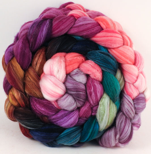 Batt in a Braid #35  - Color Me Happy (5.3 oz.) - Sw Merino (18.5 mic) /Merino (18.5 mic) / Tussah Silk (40/40/20) - Inglenook Fibers