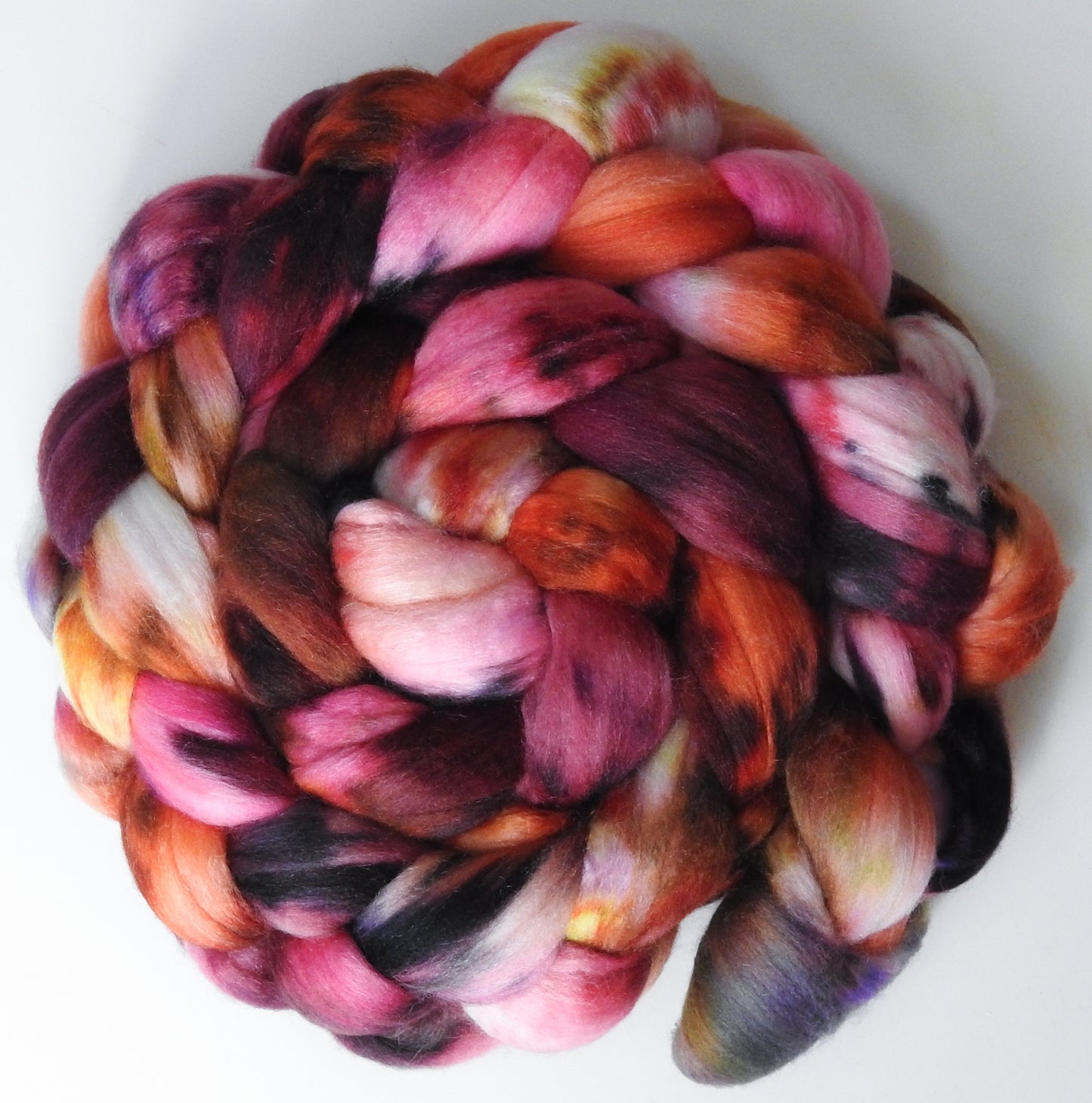 Heartbeat (5.8 oz) Batt in a Braid #56- Superfine Merino/Tussah Silk/ Cashmere (60/25/15)