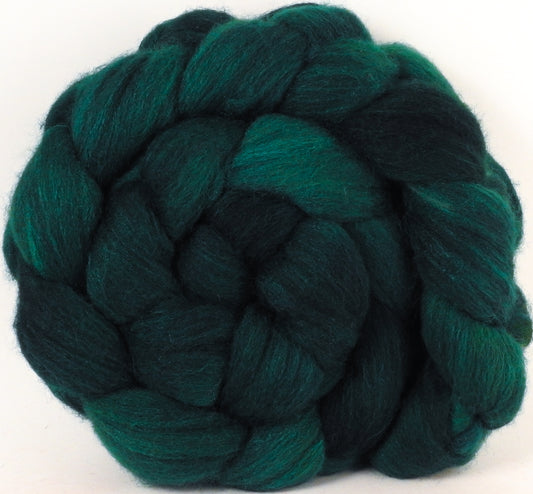 Batt in a Braid #27 - Malachite (5.5 oz) - Lt. Grey Shetland/ Falkland Merino / tussah silk (50/25/25) - Inglenook Fibers