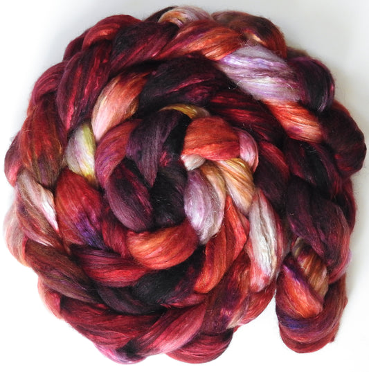 Heartbeat (5.4 oz) - Batt in a Braid #7 - Polwarth/ Manx / Mulberry silk/ Firestar (30/30/30/10)