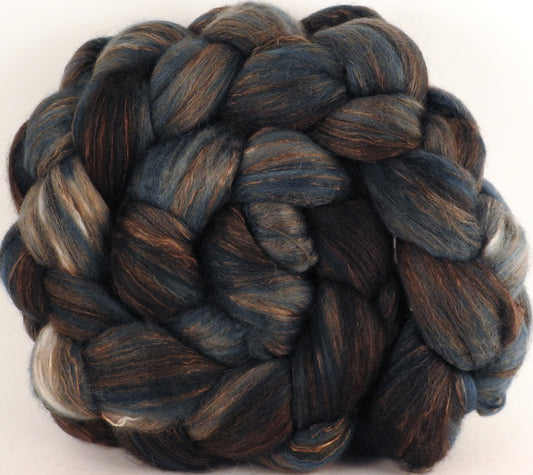 Batt in a Braid #5 - Soot -(5.3 oz.) Merino/ Camel/ silk/ faux cashmere/ firestar (25/25/25/12/12) - Inglenook Fibers