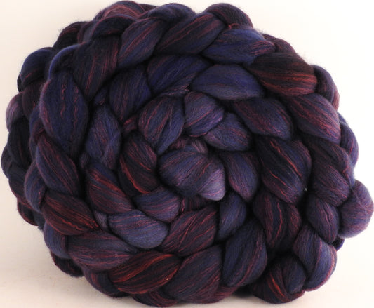 Hand dyed top for spinning - Midnight - (5.8 oz) Organic Polwarth / Tussah silk (80/20) - Inglenook Fibers