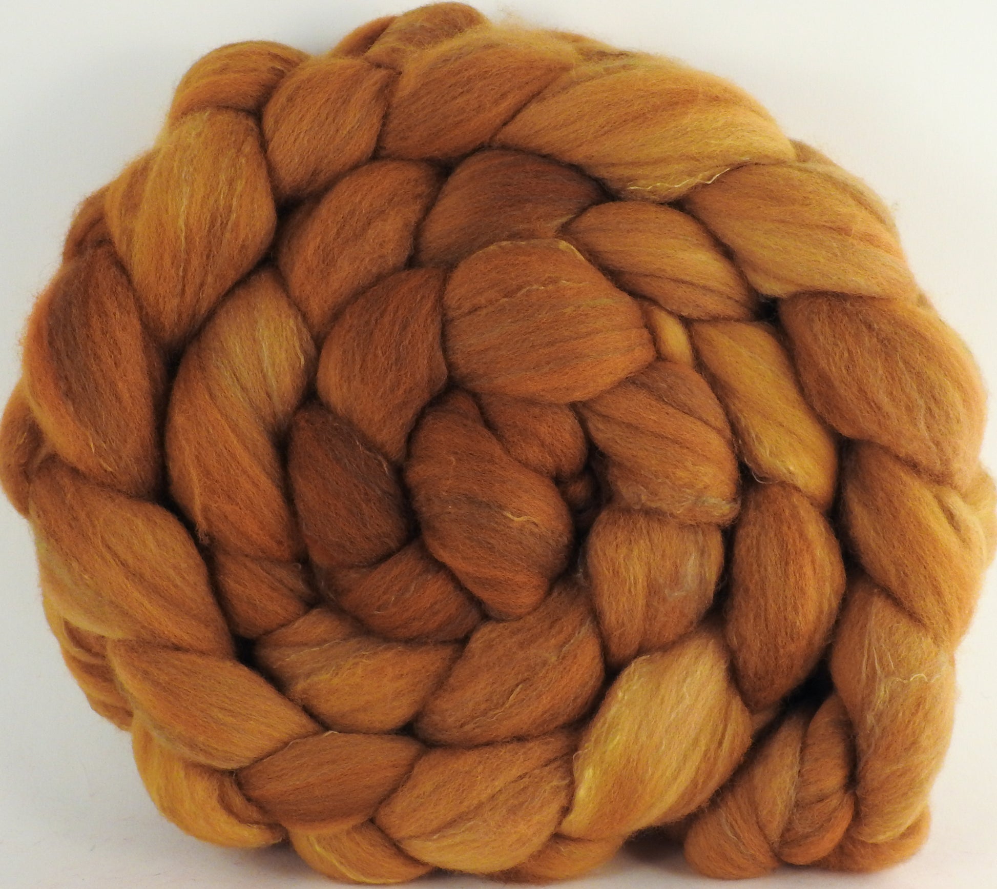 Hand dyed top for spinning - Butterscotch - (5.45 oz) Organic Polwarth / Tussah silk (80/20) - Inglenook Fibers