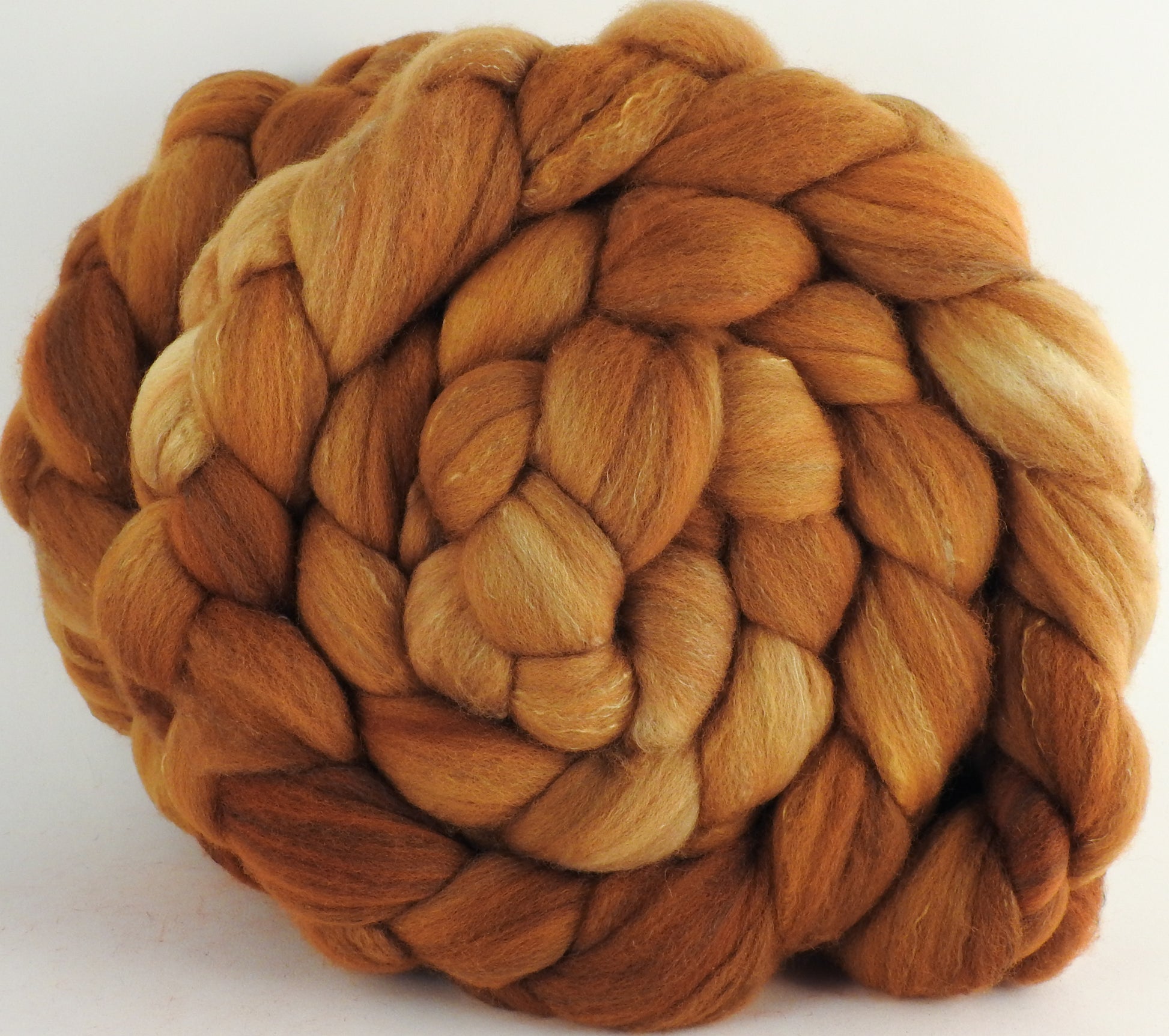 Hand dyed top for spinning - Butterscotch - (5.45 oz) Organic Polwarth / Tussah silk (80/20) - Inglenook Fibers