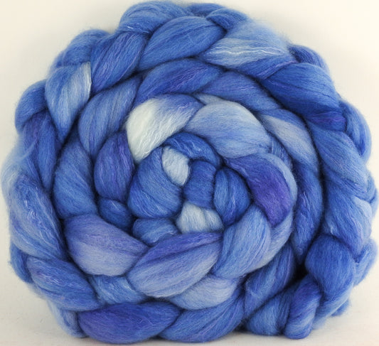 Hand dyed top for spinning - Bluebell - (5.6 oz) Organic Polwarth / Tussah silk (80/20) - Inglenook Fibers