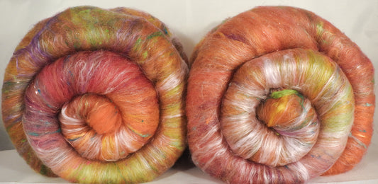 Mango - Roly-Poly Batts- 30% Australian Bond fleece, merino, rambouillet, faux cashmere, silk, bamboo, silk noil, angelina - Inglenook Fibers