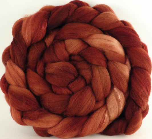 Hand dyed top for spinning - Sumac - (5.7 oz) Organic Polwarth / Tussah silk (80/20) - Inglenook Fibers