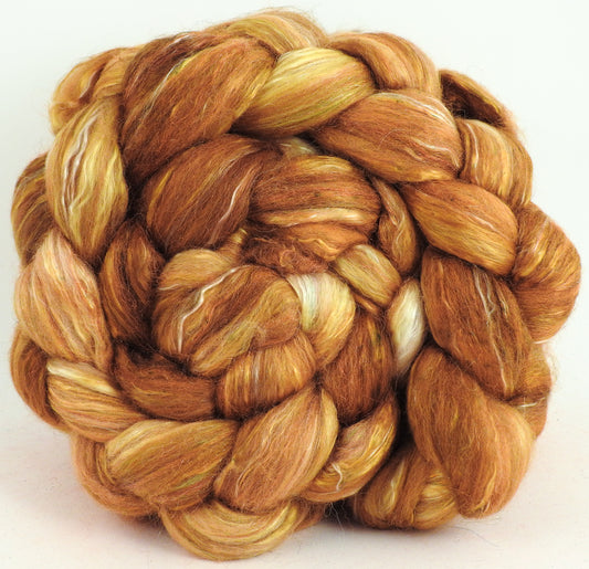 Butterscotch - Batt in a Braid #31 - Polwarth/ Mulberry Silk / Baby Alpaca / Rainbow Firestar/ Tencel( 40/25/15/10/10)