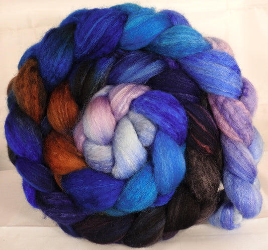 Batt in a Braid #36 -Stellar's Jay ( 5.1 oz) - Sw BFL / BFL / tussah Silk ( 40/40/20 ) - Inglenook Fibers