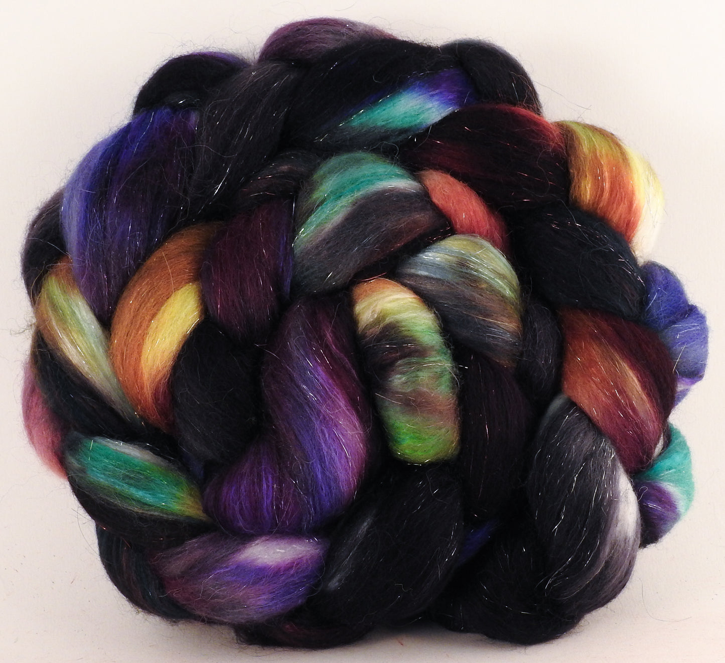 Batt in a Braid #41 - Nuummite - Llama / Merino ( 18 mic.)/ Mulberry silk/ Stellina (40/30/25/5) - Inglenook Fibers