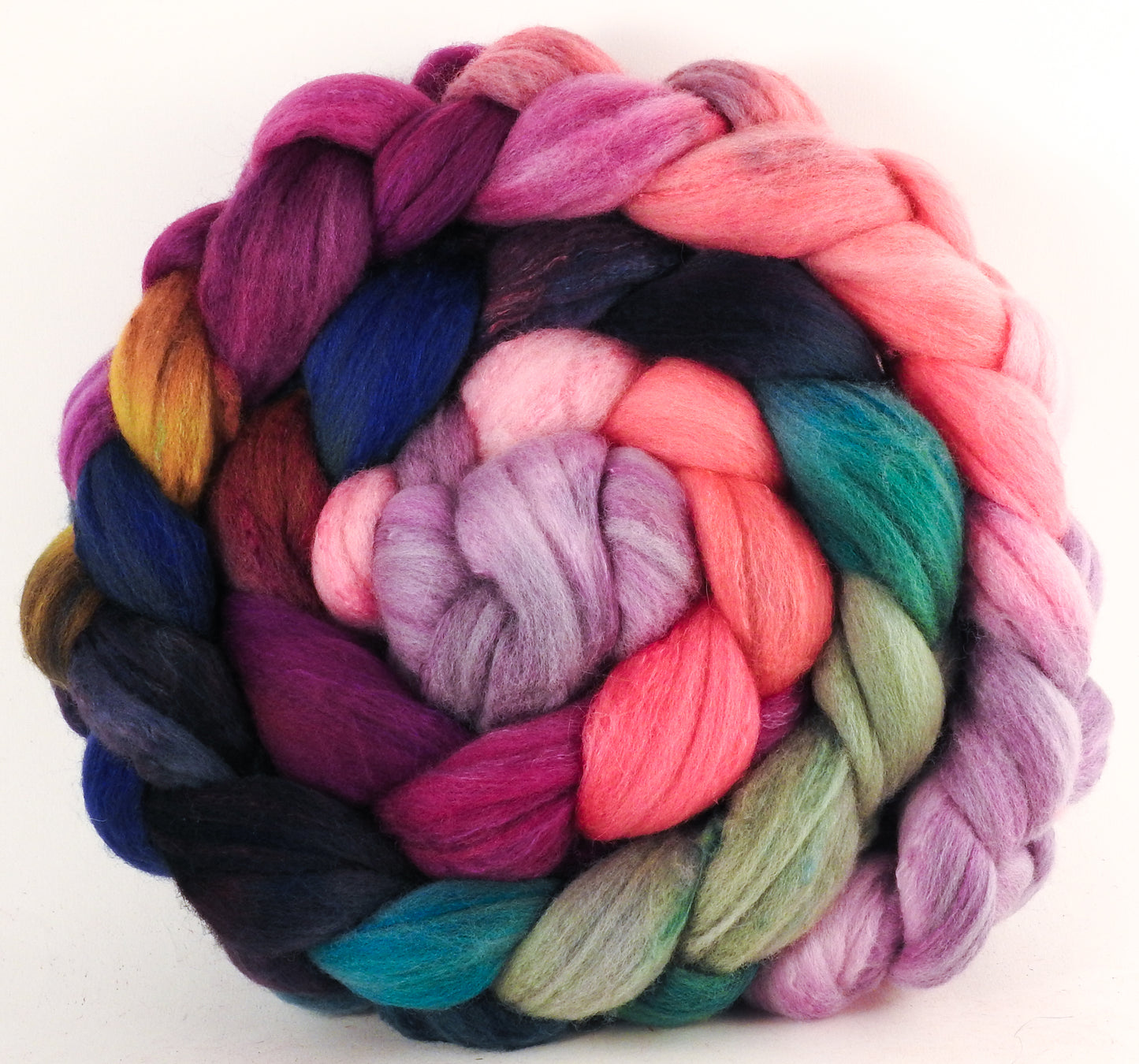 Hand dyed top for spinning - Color Me Happy - (5.5 oz) Organic Polwarth / Tussah silk (80/20) - Inglenook Fibers