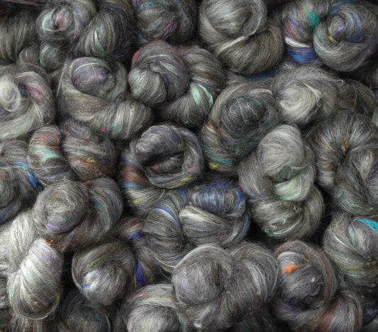 Pebble - Non-Sparkle Sticklebatts -(3.8 oz) Corriedale, Finn, North Ronaldsay, silk, bamboo, silk noil