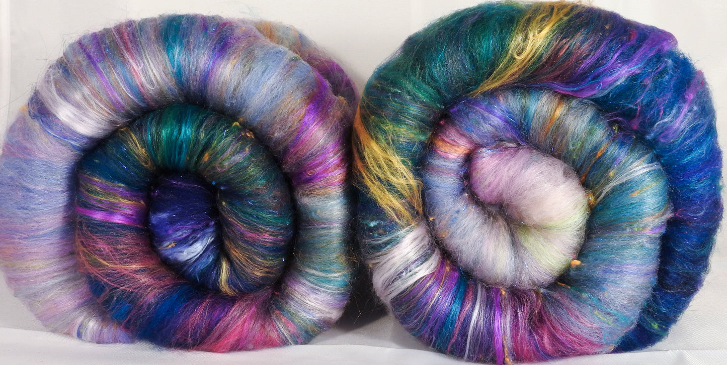 Kangaroo Island - Roly-Poly Batts - 30% Australian Bond fleece, merino, rambouillet, faux cashmere, silk, bamboo, tencel, silk noil, angelina - Inglenook Fibers