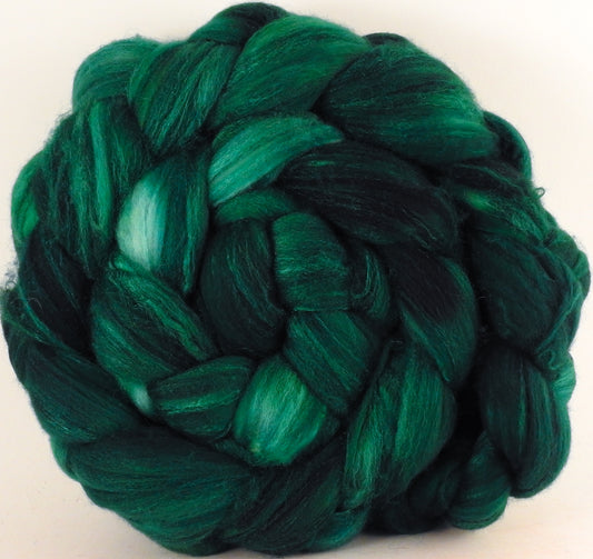 Batt in a Braid #35  - Malachite (5.3 oz.) - Sw Merino (18.5 mic) /Merino (18.5 mic) / Tussah Silk (40/40/20) - Inglenook Fibers