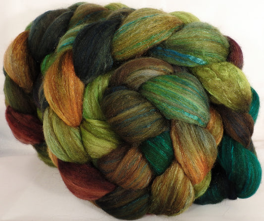 Batt in a Braid #7 -Mossy-(5.1 oz.)Polwarth/ Manx / Mulberry silk/ Firestar (30/30/30/10) - Inglenook Fibers