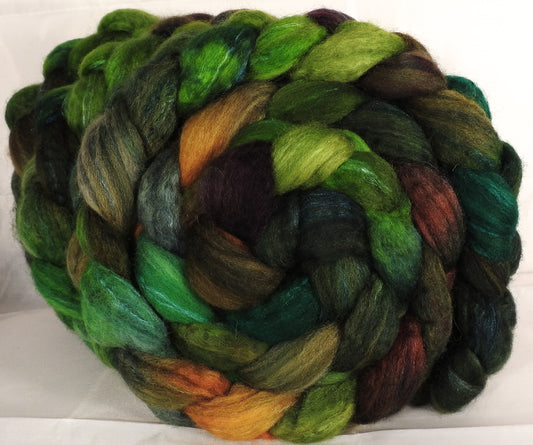 Batt in a Braid #36 - Mossy ( 5.2 oz) - Sw BFL / BFL / tussah Silk ( 40/40/20 ) - Inglenook Fibers