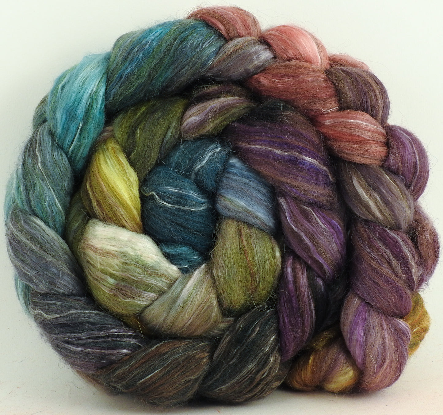 Pebble Mosaic - Batt in a Braid #31 - Polwarth/ Mulberry Silk / Baby Alpaca / Rainbow Firestar/ Tencel( 40/25/15/10/10)