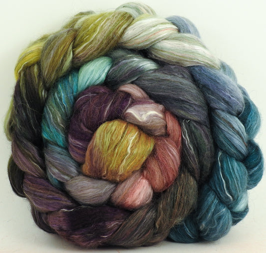 Pebble Mosaic - Batt in a Braid #31 - Polwarth/ Mulberry Silk / Baby Alpaca / Rainbow Firestar/ Tencel( 40/25/15/10/10)
