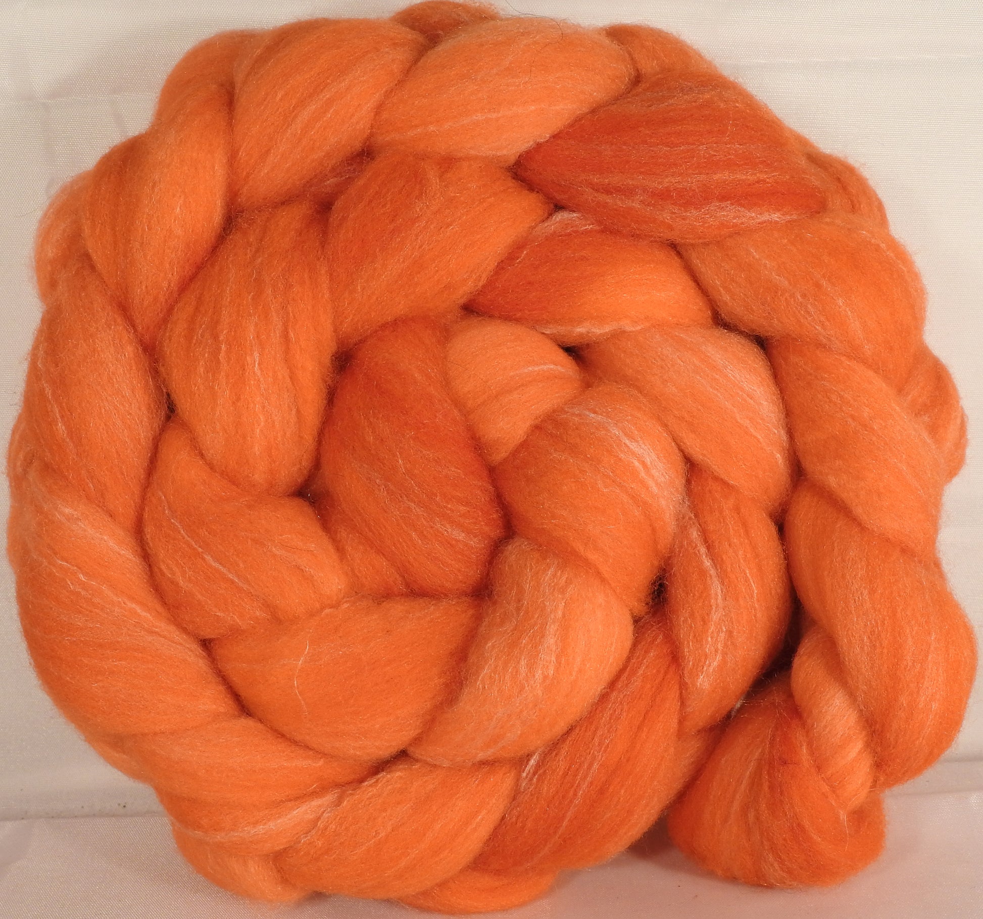 Hand dyed top for spinning -Mandarin- (5.1 oz.) Targhee/silk/ bamboo ( 80/10/10) - Inglenook Fibers