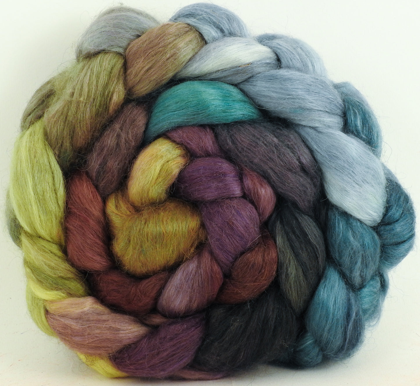 Pebble Mosaic - Batt in a Braid #52- Wensleydale/ Mulberry silk/ Polwarth (60/25/15)