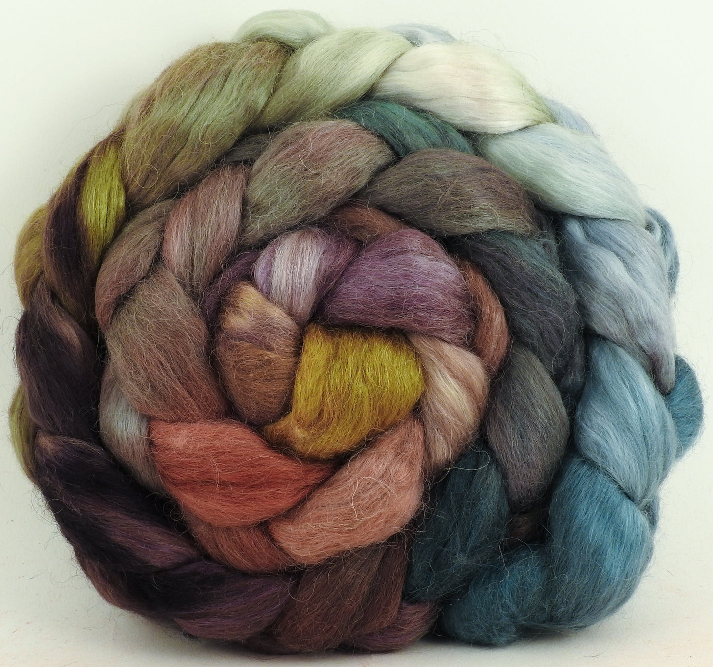 Pebble Mosaic - Batt in a Braid #52- Wensleydale/ Mulberry silk/ Polwarth (60/25/15)