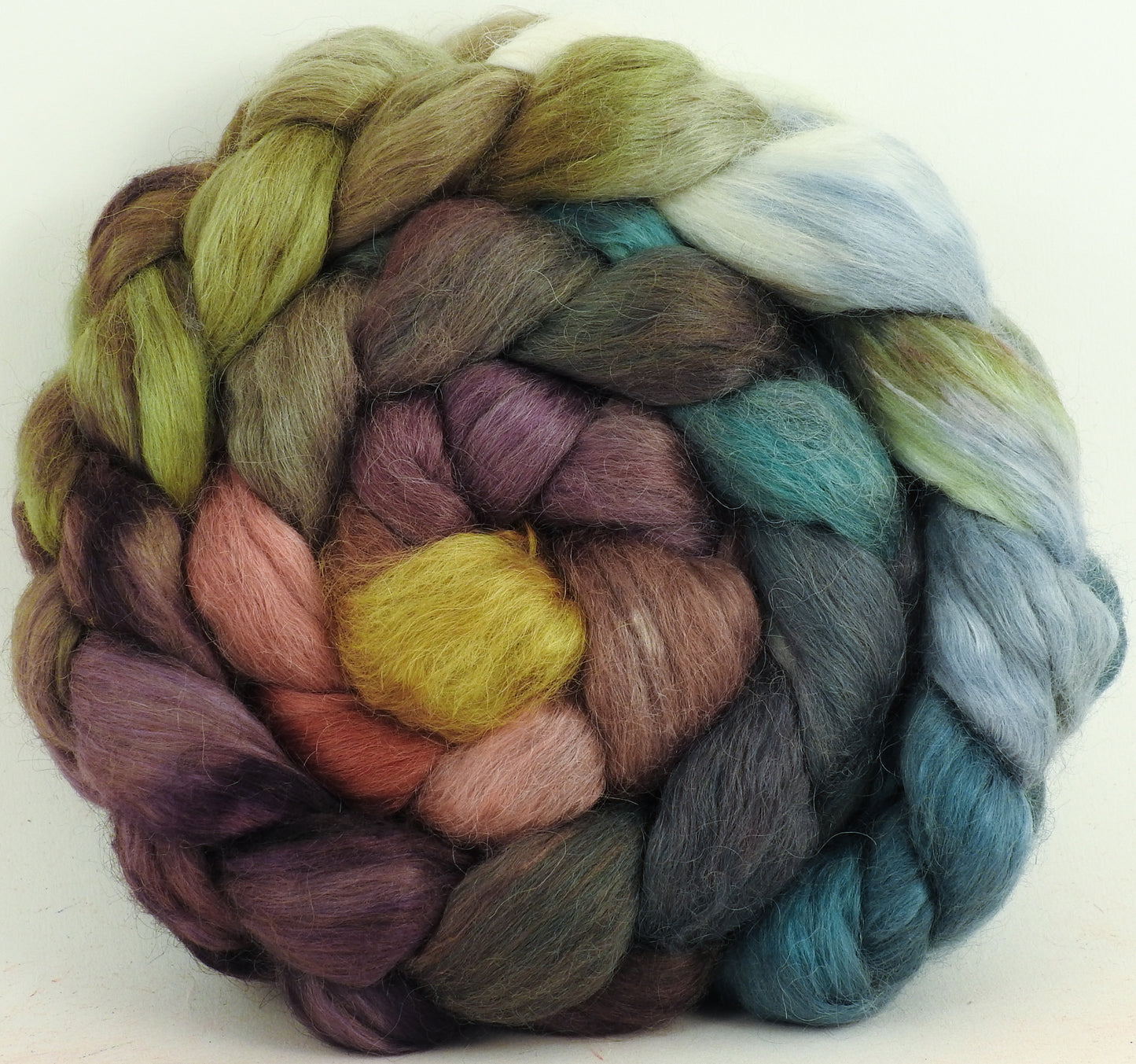 Pebble Mosaic - Batt in a Braid #52- Wensleydale/ Mulberry silk/ Polwarth (60/25/15)