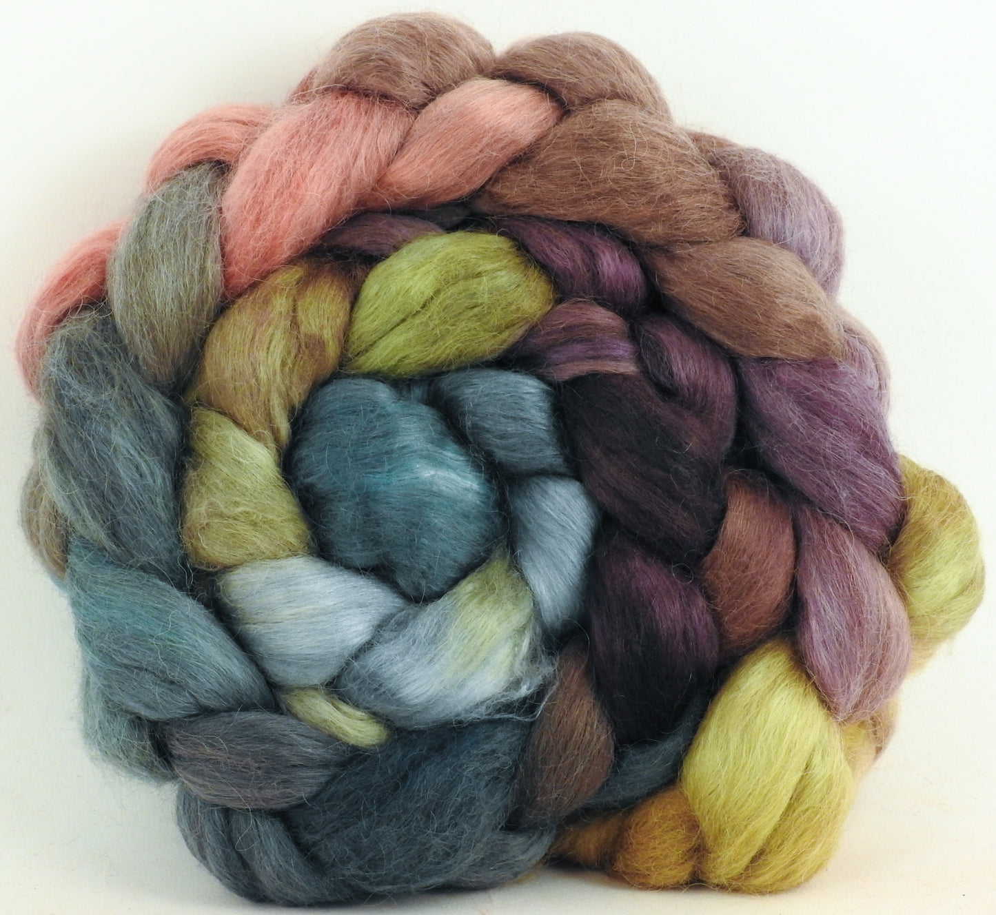 Pebble Mosaic - Batt in a Braid #52- Wensleydale/ Mulberry silk/ Polwarth (60/25/15)