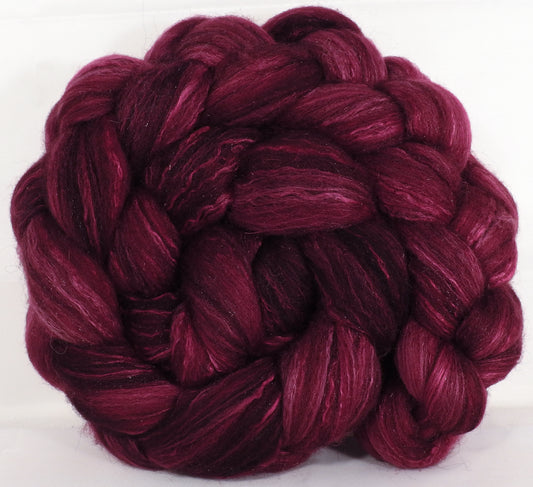 Batt in a Braid #7-Black Cherry -(5.1 oz.)Polwarth/ Manx / Mulberry silk/ Firestar (30/30/30/10) - Inglenook Fibers