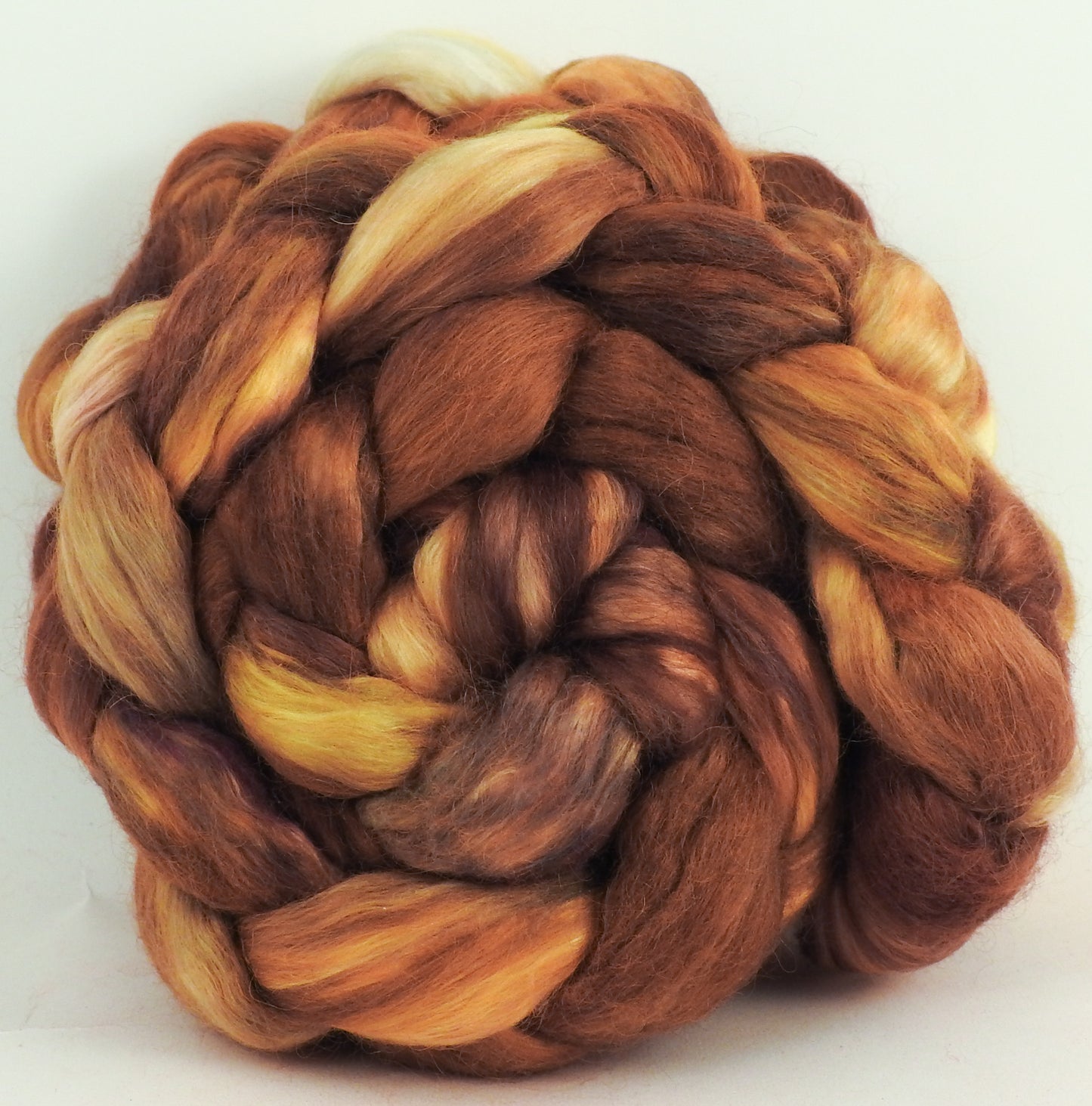 Gingersnap - Batt in a Braid #52- Wensleydale/ Mulberry silk/ Polwarth (60/25/15)