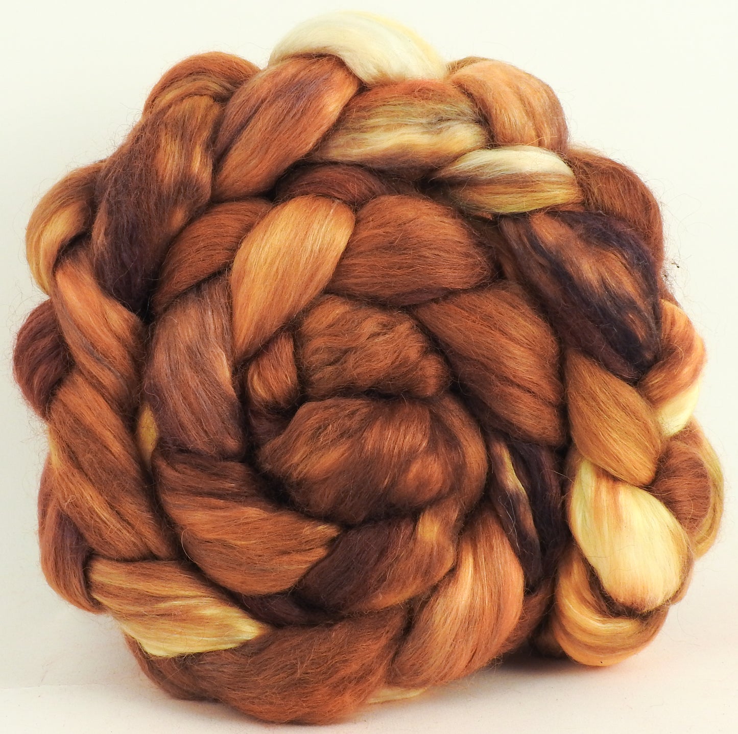 Gingersnap - Batt in a Braid #52- Wensleydale/ Mulberry silk/ Polwarth (60/25/15)