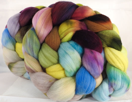 Hand dyed top for spinning -Milkweed (5.1 oz.)Rambouillet - Inglenook Fibers