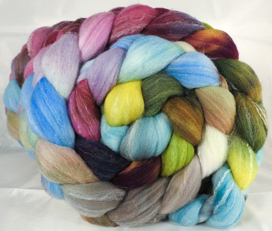 Hand dyed top for spinning -Milkweed- (5.1 oz.) Targhee/silk/ bamboo ( 80/10/10) - Inglenook Fibers