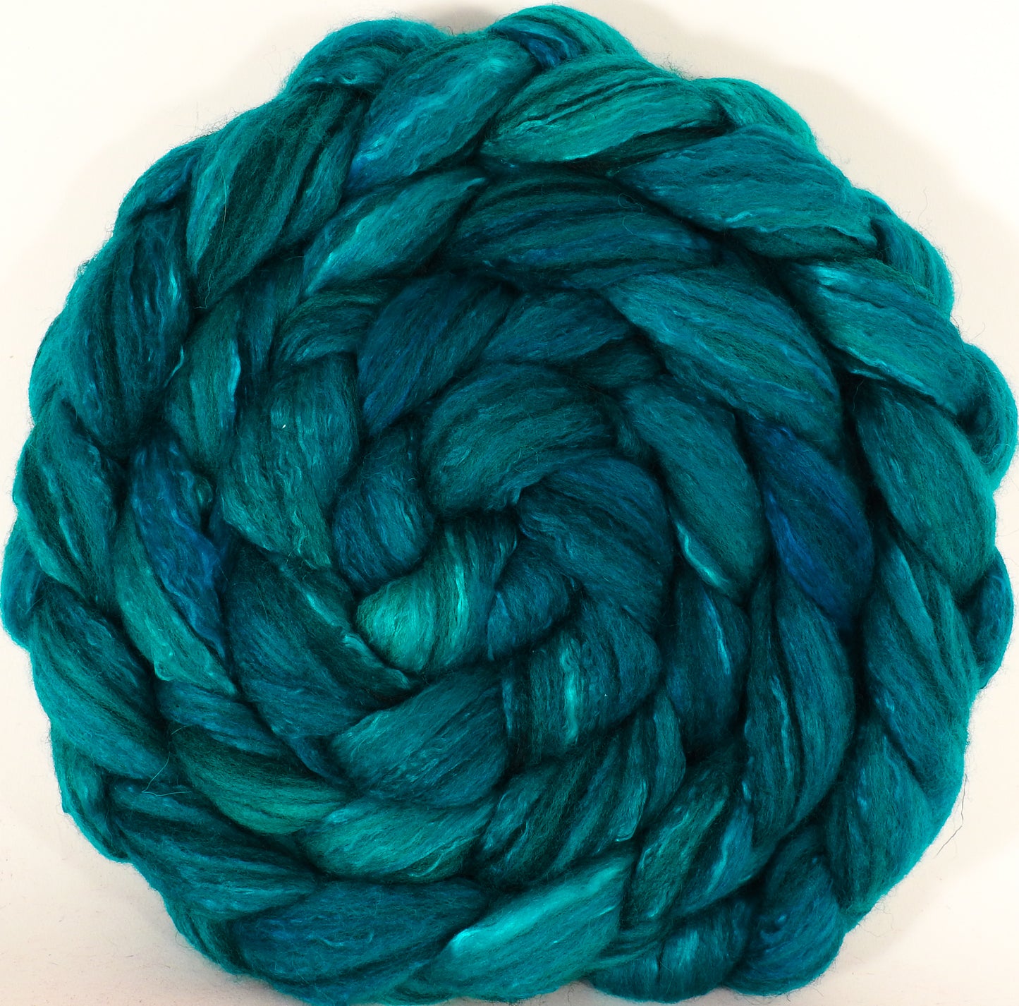 Batt in a Braid #47 - Mallard (5.6 oz) - Polwarth/ Zwartbles / Mulberry silk (50/25/25) - Inglenook Fibers