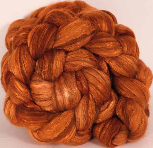 Batt in a Braid #7- Pumpkin - (5.4 oz.)Polwarth/ Manx / Mulberry silk/ Firestar (30/30/30/10) - Inglenook Fibers