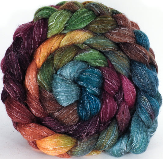 Batt in a Braid #3- Farmer's Market - (5.4 oz) - Polwarth/ Tussah Silk/ Flax (40/40/20) - Inglenook Fibers