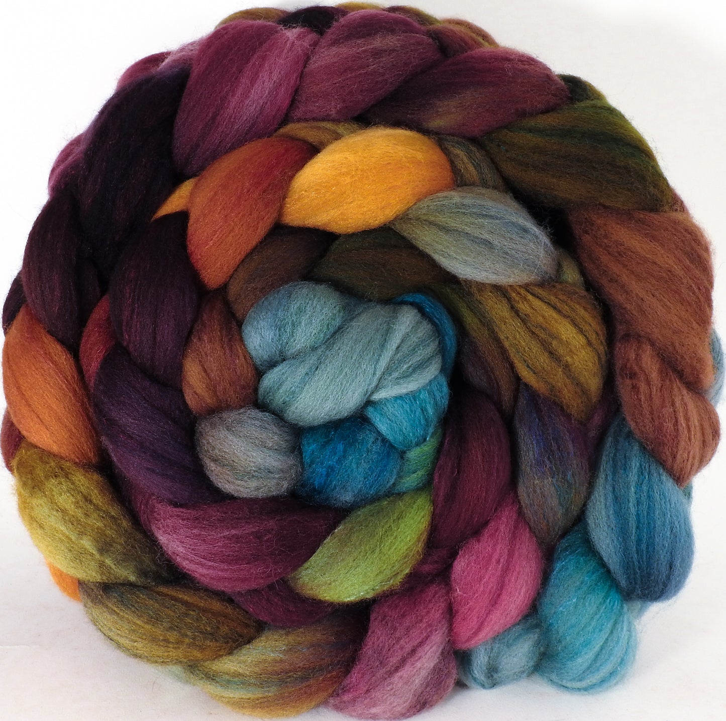 Hand dyed top for spinning - Farmer's Market - (5.5 oz.) Organic polwarth /Tussah silk (80/20) - Inglenook Fibers