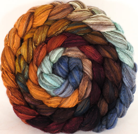 Batt in a Braid #47 - Squirrel's Pantry (6.3 oz) - Polwarth/ Zwartbles / Mulberry silk (50/25/25) - Inglenook Fibers