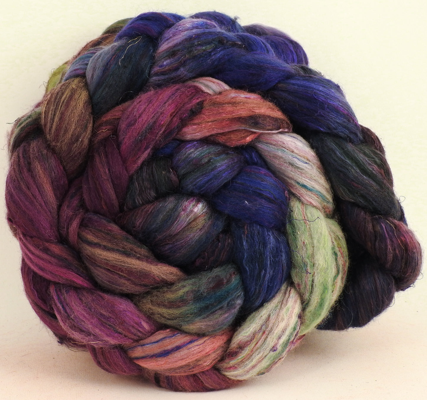 Mission Fig- Batt in a Braid #39 - (5.7 oz) - Falkland Merino/ Mulberry Silk / Sari Silk (50/25/25)